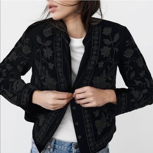 Zara Embroided Velvet Jacket. Size Small